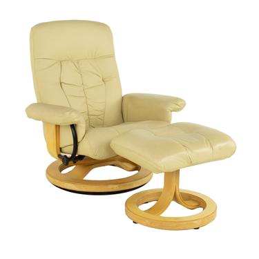Ekornes Stressless Style Mid Century Leather Lounge Chair and Ottoman - mcm 