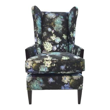 Henredon Floral Print Emile Wingback Chair