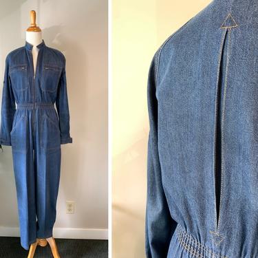 Vintage 1980s Denim Workwear Jumpsuit | Size S/M 