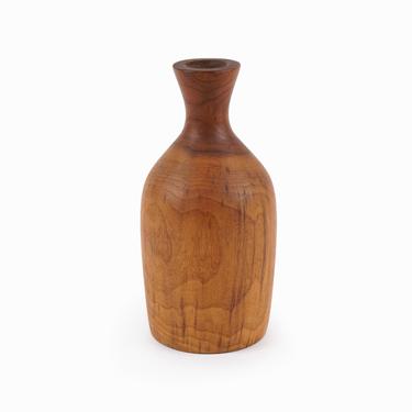 1975 George Biersdorf Walnut Vase Wooden Hand Turned Mid Century Modern 