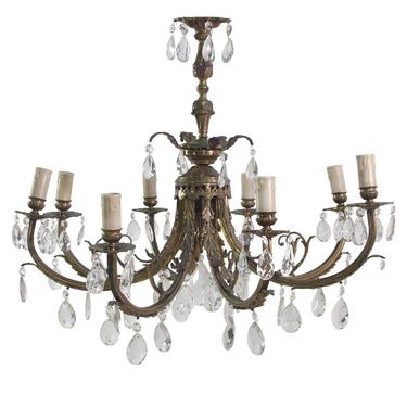 Early 20th Century Bronze & Crystal French Chandelier