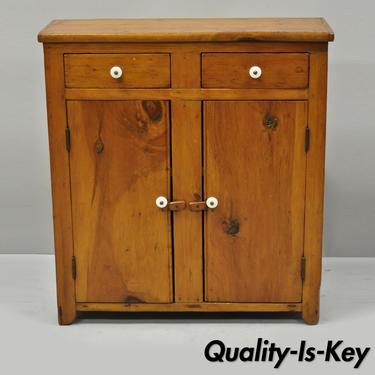 19th C. American Colonial Primitive Small Miniature Childs Pine Cupboard Cabinet