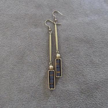 Geometric earrings, black and brass minimalist earrings, mid century modern earrings, Brutalist earrings, unique Art Deco earrings 