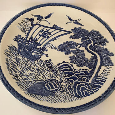 Vintage Blue Willow pattern Round Platter 12.5&amp;quot; Willow ware 