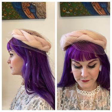Vintage 1960’s Peach and Pink Mesh Hat 
