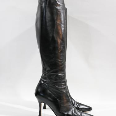 Manolo Blahnik Leather Boots, Size 38