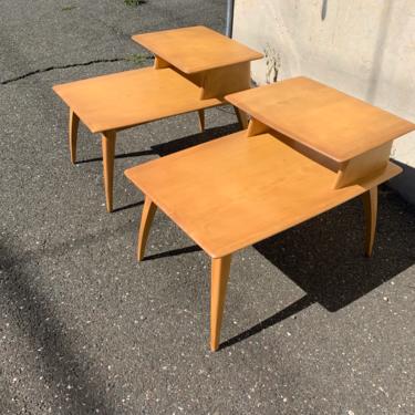Pair Heywood Wakefield stepped end tables 