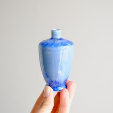 Vintage Tiny Blue Pottery Vase Mini Ceramic Vase 