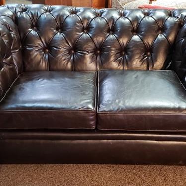 Item #DMC5 Vintage Chesterfield Sofa w/ New Leather