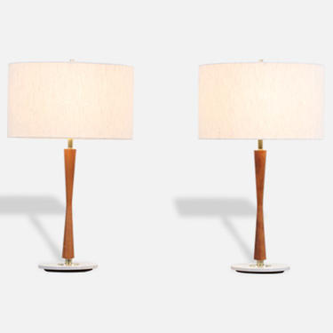 Gerald Thurston Walnut & Brass Table Lamps for Lightolier