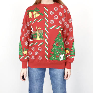 70's Holiday Cat and Mouse Christmas Sweater 