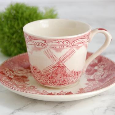 Vintage Old English Staffordshire Tea Cup - JonRoth England Tea Cup - Pink Red Tea Cup by PursuingVintage1