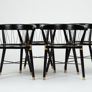 Single Ebonized Dining or Accent Chair with String