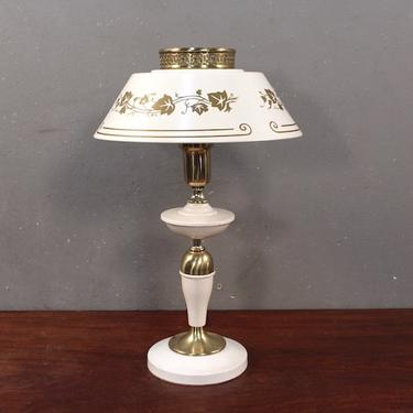 White &amp; Gold Tole Table Lamp