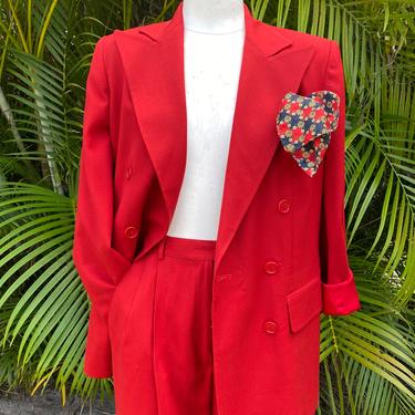 Vintage Ralph Lauren Red Pants Suit Women’s Size 4 Double Breasted Two Piece Suit 