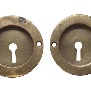 Vintage Pair of Brass Round Pocket Door Plates