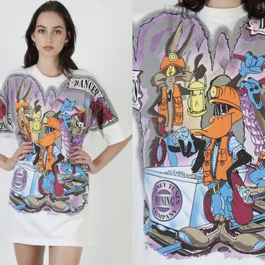 Taz Looney Tunes T Shirt / All Over Print T Shirt / Tasmanian Devil Cartoon Character Graphic Tee / 1995 Freeze Brand Tee XL 