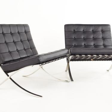Mies Van Der Rohe for Knoll Mid Century Leather Barcelona Chair - A Pair - mcm 