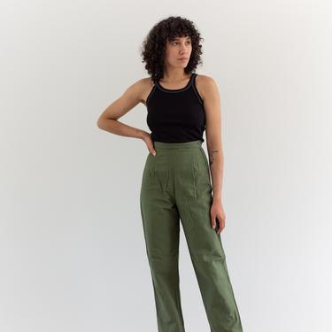 Vintage 23 Waist Green Side Zip Army Pant | Cotton Trouser | XXS XS | 