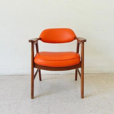 Vintage Solid Walnut 1960’s Armchair in Orange