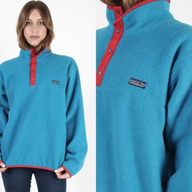 Vintage 90s Aqua Blue T Snap Patagonia Fleece Jacket Patagonia 