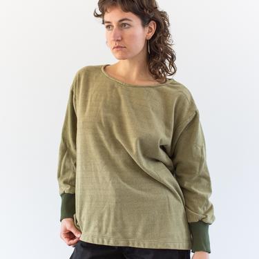 Vintage French Faded Olive Green Sweatshirt | Cozy Terry | 70s Made in France | FS075 | M L | 