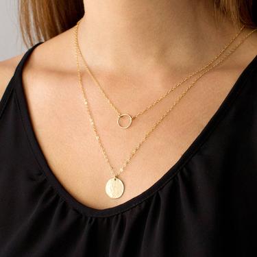 Dainty Circle Necklace, Gold Circle Necklace, Karma Necklace, Gift for her, 14k Gold Fill, Sterling Silver, LEILAjewelryshop, N200 