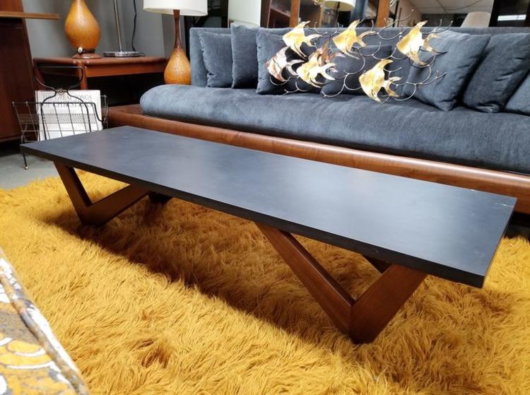 Mid-Century Modern Pearsall style slate top coffee table