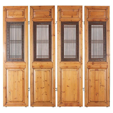 Set of Four Chinese Carved Elm Lattice Door Panels by ErinLaneEstate