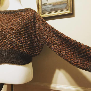 Vintage oversized chunky cabel knit angora sweater. 