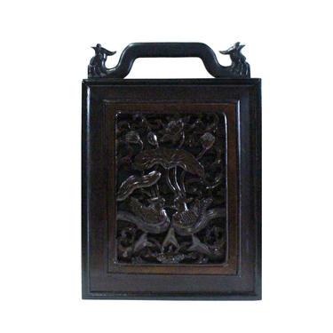 Chinese Handmade Dark Brown Bird Carving Drawers Box cs5232E 
