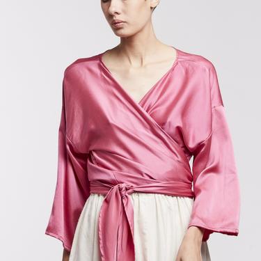 Wrap Top, Silk Charmeuse in Madrid