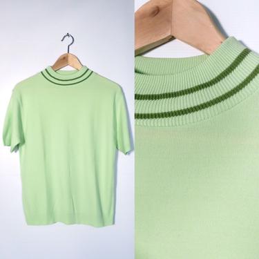 Vintage 50s/60s Banlon Bud Berma Mint Green Mock Neck Shirt Size S 