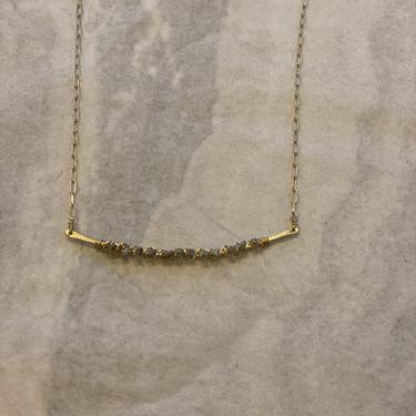 Raw Grey Diamond Long Bar Gold Necklace