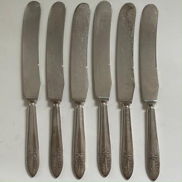 Antique Silver Plate Knives Set of Six Rockford Silver Plate Company Fair Oaks 1909 