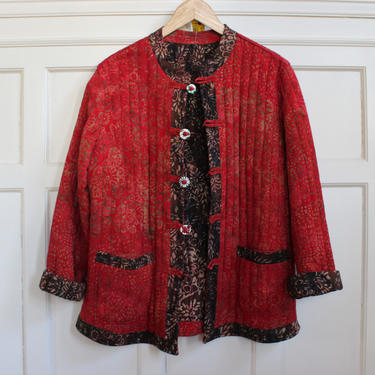 Vintage Reversible Red &amp; Brown Quilted Jacket Women's Size S M 