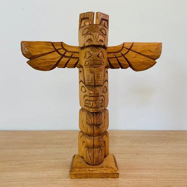 Vintage Native American Pacific Northwest Hand carved Totem Pole Souvenir Tillicum Village Washington 
