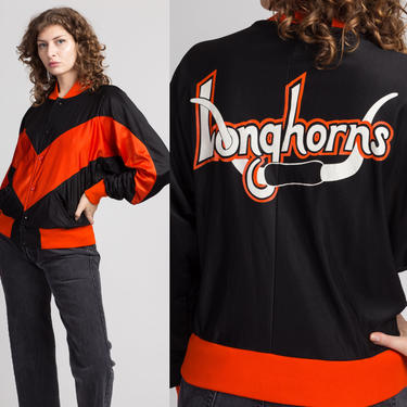 70s 80s Texas Longhorns Track Jacket - Men's Small | Vintage Orange Chevron Striped Football Sweatshirt 