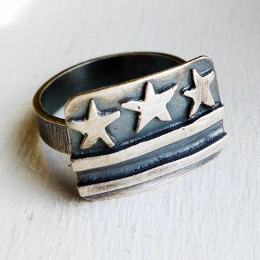 Washington DC Flag Ring in Sterling Silver 