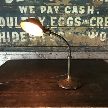 Vintage Faries Industrial Gooseneck Desk Lamp Brass Overlay Office Ligfting Decor 