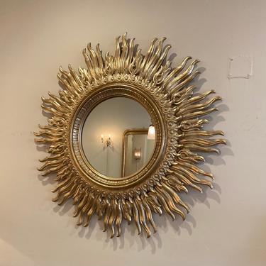 Large gilded wood Sunburst mirror c 1970 