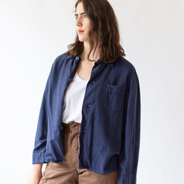 Vintage Overdye Navy Blue Work Shirt Jacket | Pajama Flannel Button Up Over Shirt | S M | 