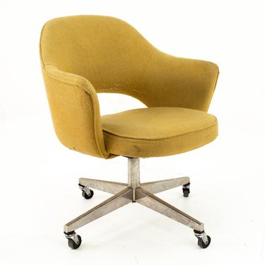 Saarinen for Knoll Mid Century Wheeled Office Desk Chair Tan Tweed - mcm 