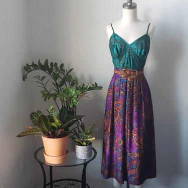Vintage Abstract Multi Color Midi Skirt| Vintage Norton McNaughton Maxi Skirt | Size M/L 