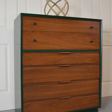 MCM Chest Dresser American of Martinsville two tone tall boy by Unique