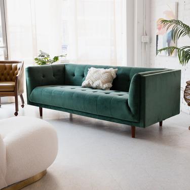Deep Green Velvet Sofa
