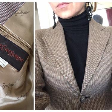 vintage 70s YSL wool blazer - YSL jacket, ladies xs tiny fit / Yves Saint Laurent jacket - 70s Yves Saint Laurent blazer, 70s tweed blazer 