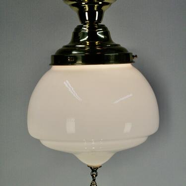 Schoolhouse Globe with Polished Brass Fixture and Tassel finial #2065 