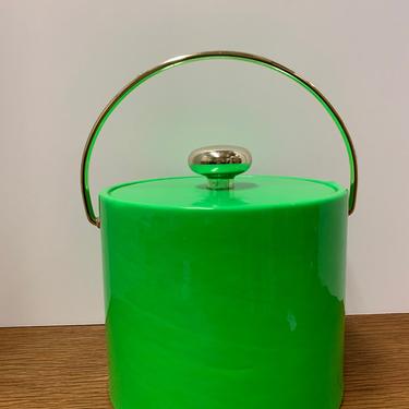 1960s Vintage Lime Green Craftware Ice Bucket 
