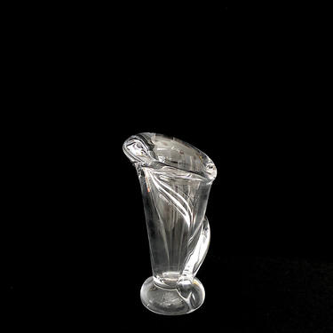 Vintage Modernist Fine French Art Glass Crystal Calla Lily Art Vannes Le Chatel Figural Floral Vase Sculpture France 1960s 1970s 